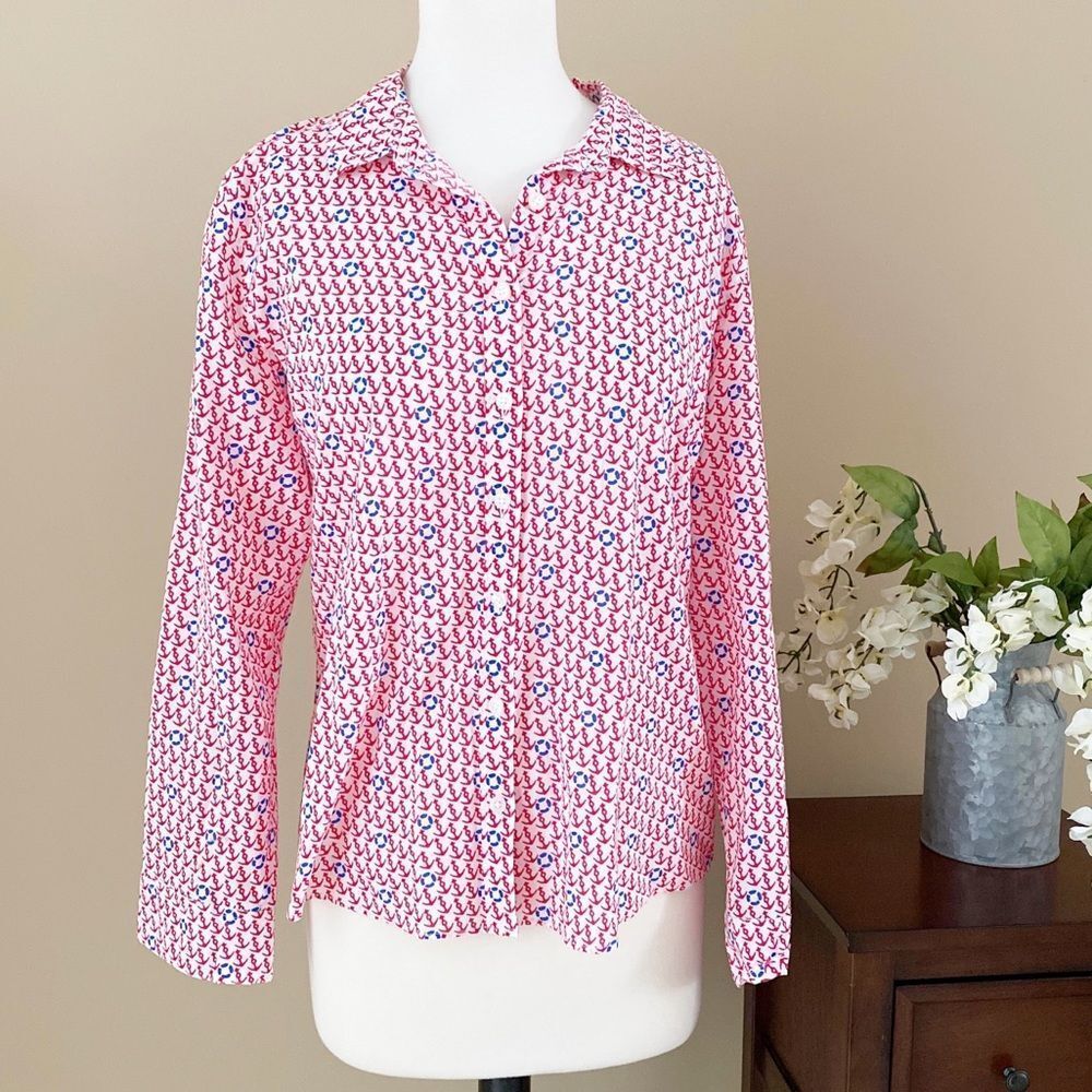 Crown & Ivy Nautical Button Down Blouse